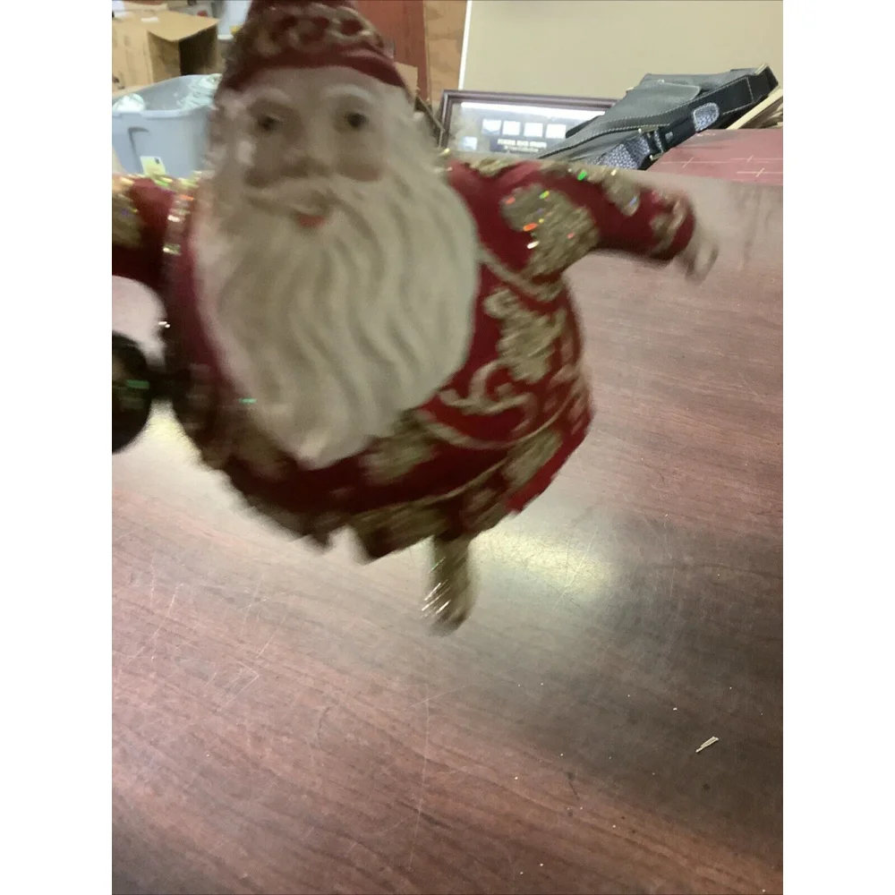 Vintage Hand Painted Chubby Santa Christmas Ornament Ceramic